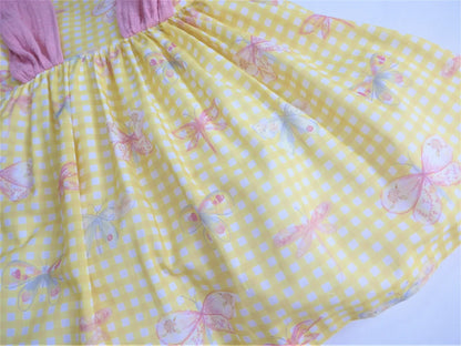 Vestido vichy amarillo y mariposas "Arpa" - PARDALETS