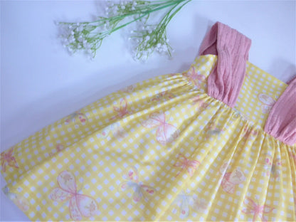 Vestido vichy amarillo y mariposas "Arpa" - PARDALETS