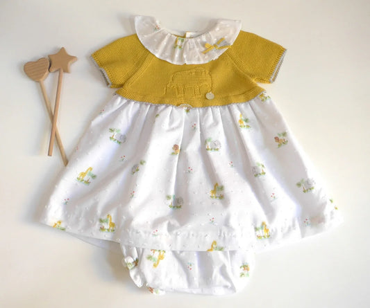 Vestido mostaza y falda estampado selva - PARDALETS