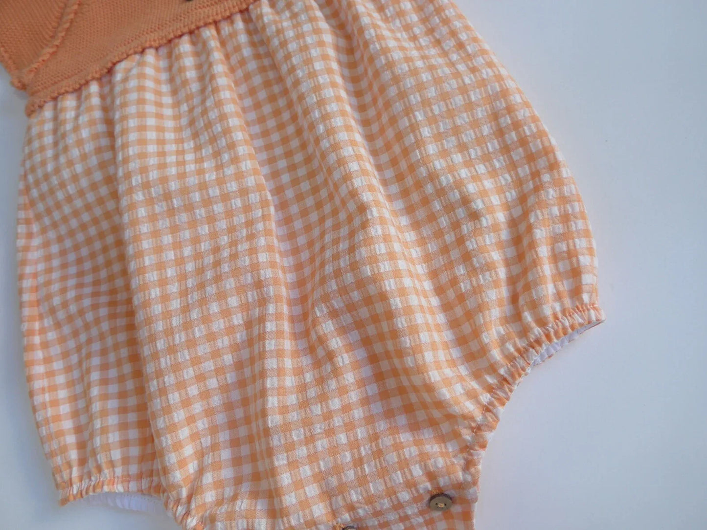 Pelele cuerpo algodon y vichy mandarina - PARDALETS