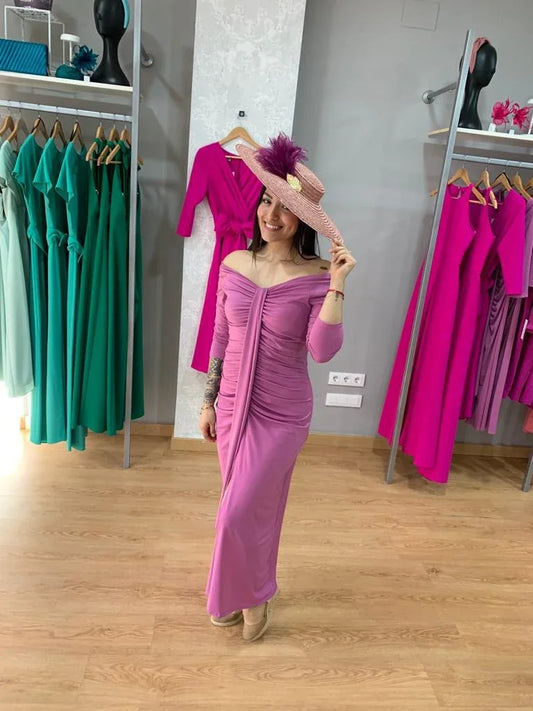 Vestido Florencia drapeado malva - PARDALETS