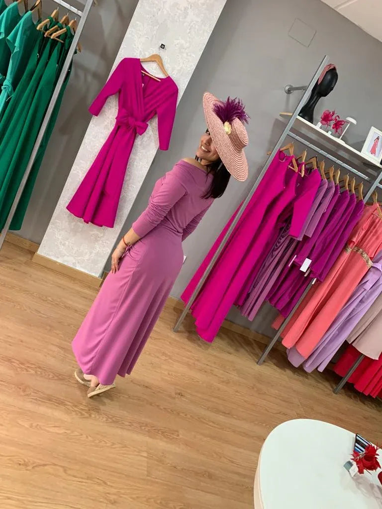 Vestido Florencia drapeado malva - PARDALETS