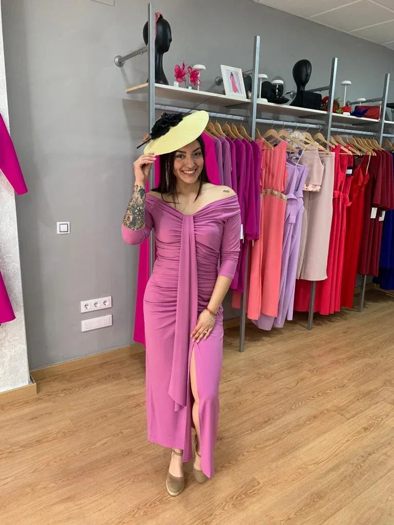 Vestido Florencia drapeado malva - PARDALETS