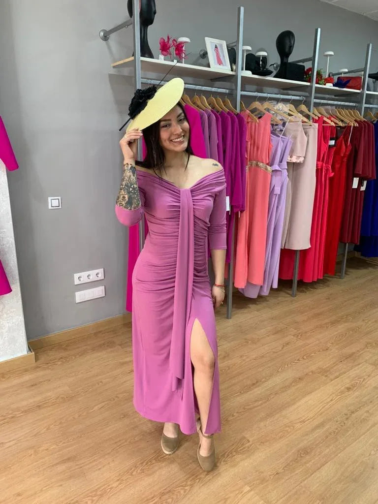 Vestido Florencia drapeado malva - PARDALETS