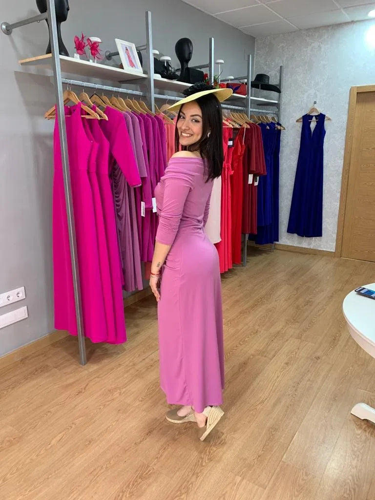 Vestido Florencia drapeado malva - PARDALETS