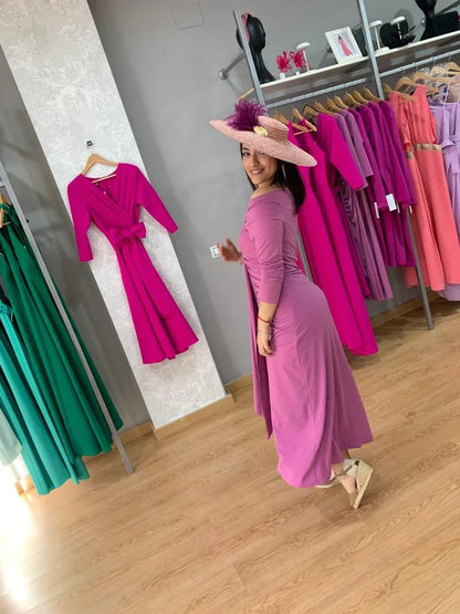 Vestido Florencia drapeado malva - PARDALETS
