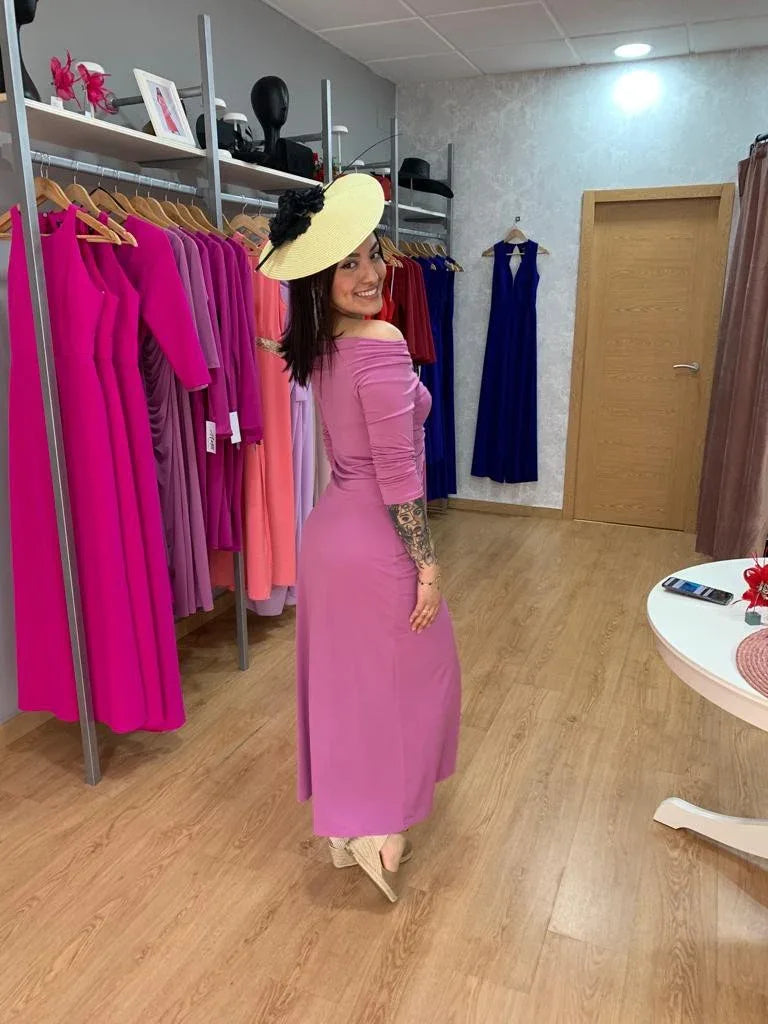 Vestido Florencia drapeado malva - PARDALETS