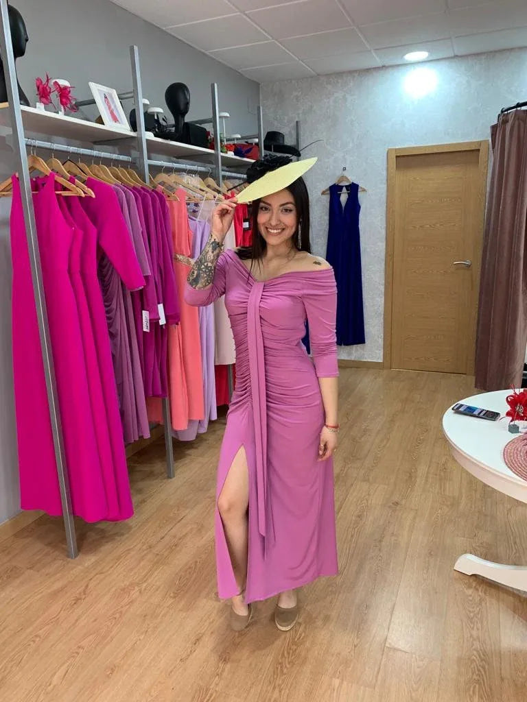 Vestido Florencia drapeado malva - PARDALETS