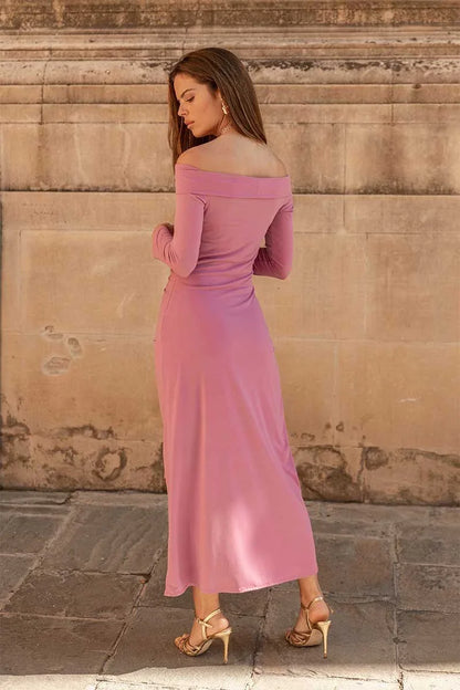 Vestido Florencia drapeado malva - PARDALETS