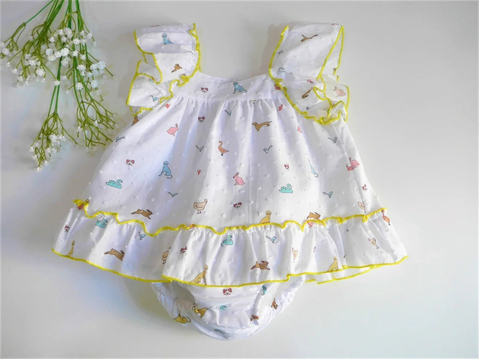 Jesusito plumeti blanco estampado animalitos - PARDALETS