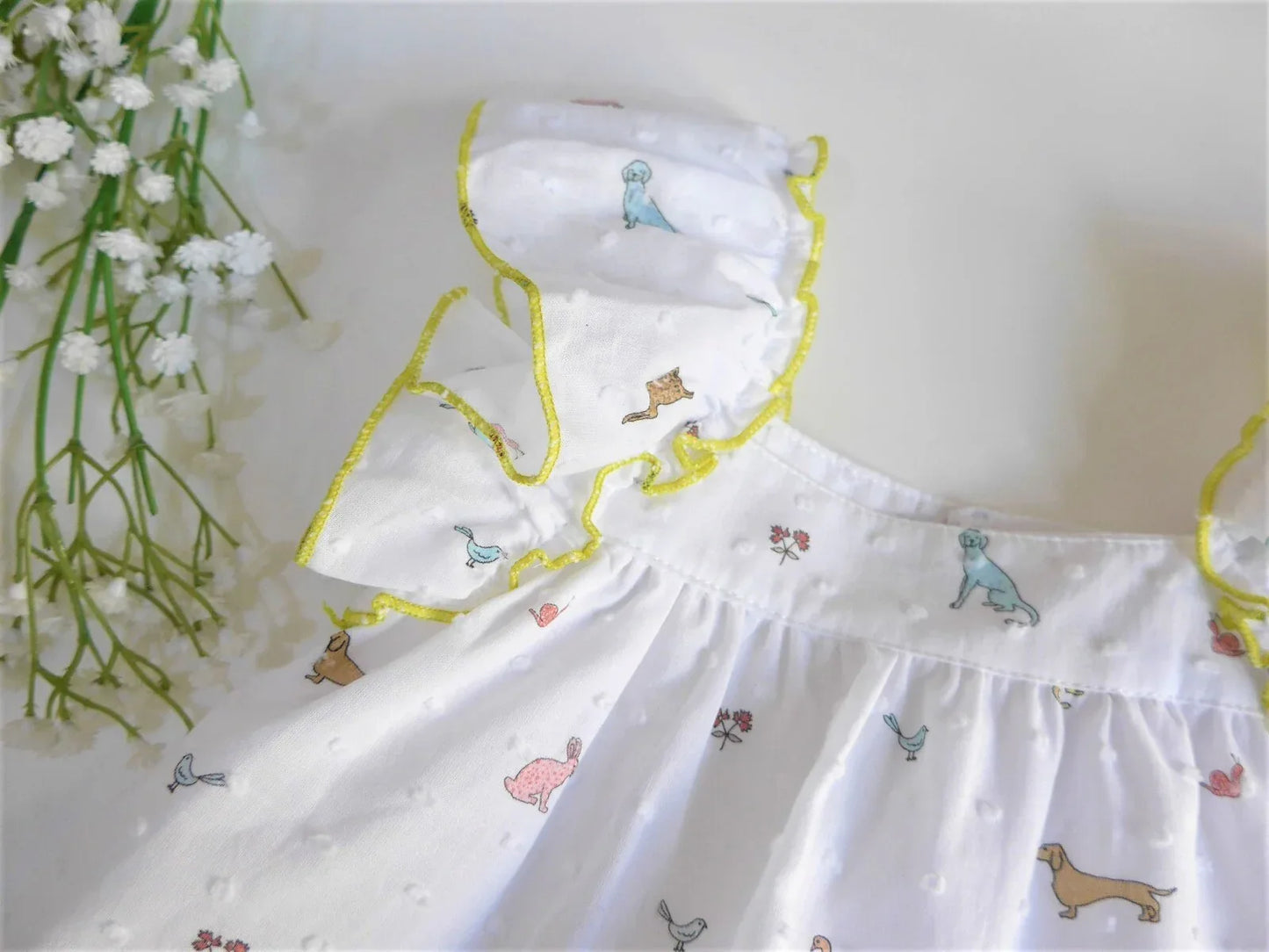 Jesusito plumeti blanco estampado animalitos - PARDALETS
