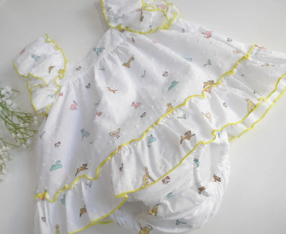 Jesusito plumeti blanco estampado animalitos - PARDALETS