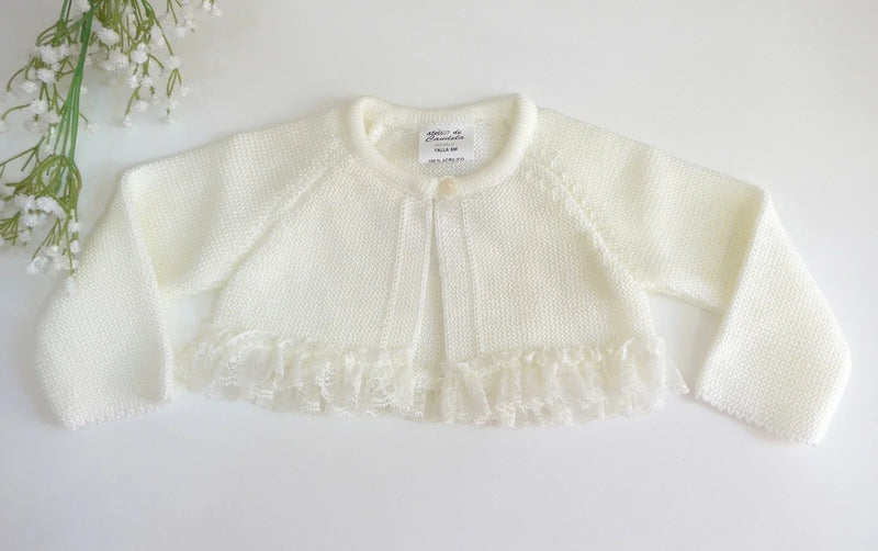 Chaqueta corta beig con puntilla - PARDALETS