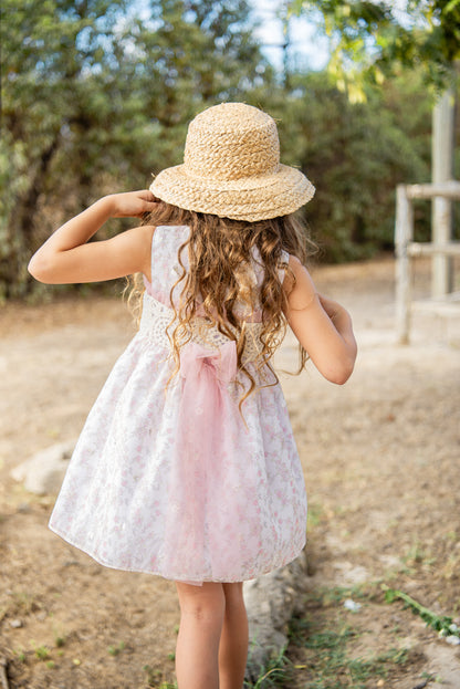 Vestido organza florecitas rosas "Geisha"