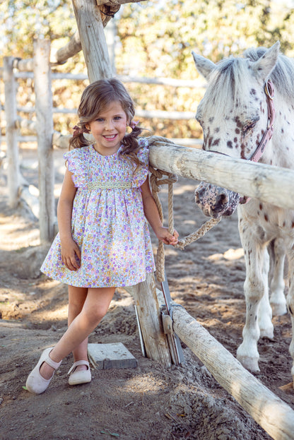 Vestido con braguita florecitas lilas "Samurai"