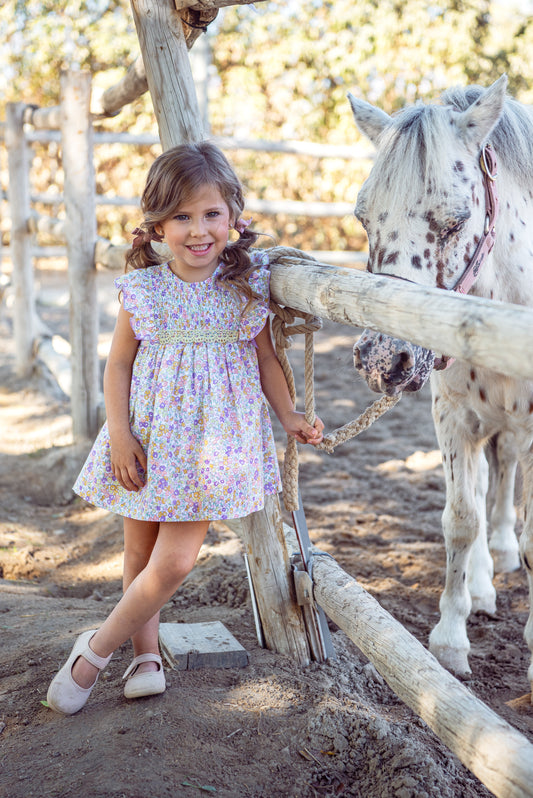 Vestido con braguita florecitas lilas "Samurai"