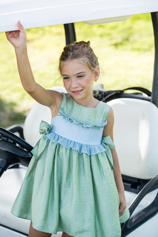 Vestido verde y azul "Mosaico"