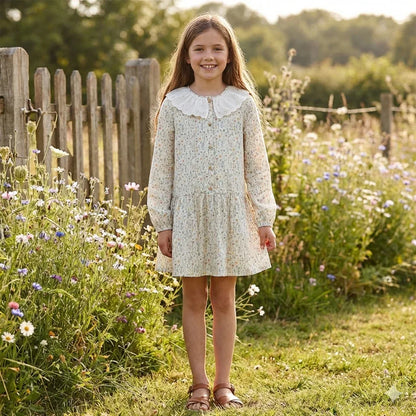 Vestido florecitas con cuello bordado - PARDALETS