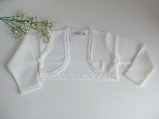 Chaqueta corta perle blanca manga larga