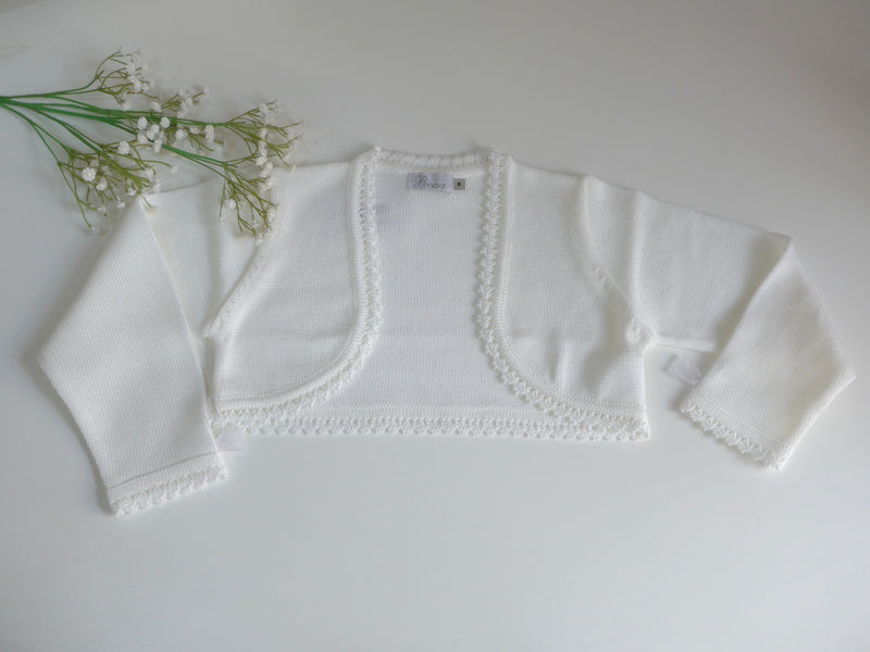 Chaqueta corta perle blanca manga larga