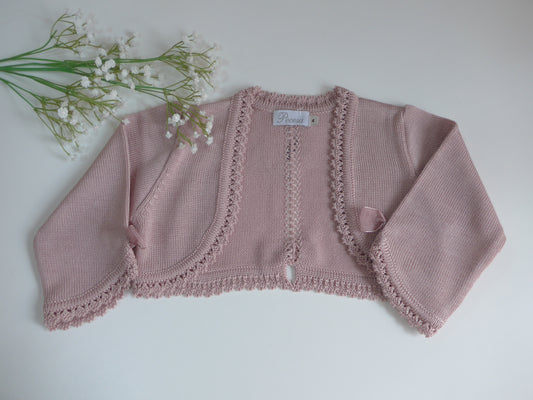 Chaqueta corta rosa empolvado manga francesa