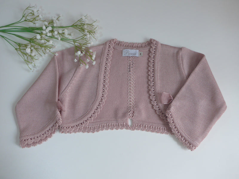 Chaqueta corta rosa empolvado manga francesa
