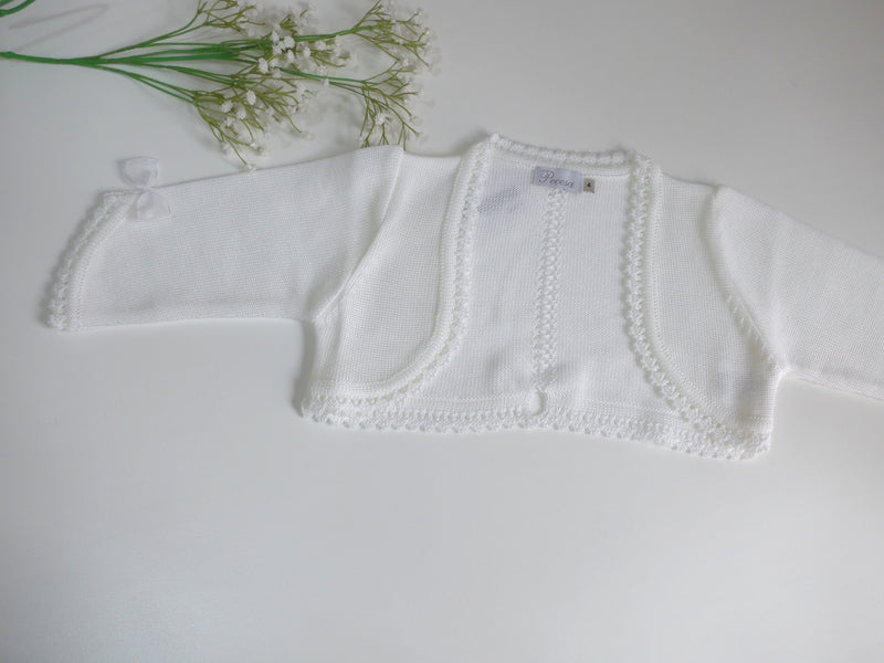 Chaqueta corta blanca manga francesa con lazitos