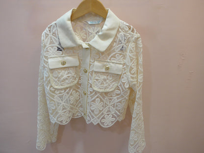 Chaqueta cazadora guipur beig