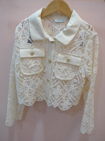 Chaqueta cazadora guipur beig