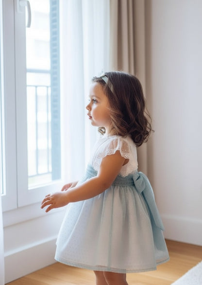 Vestido tul de plumeti verde "Sofia"