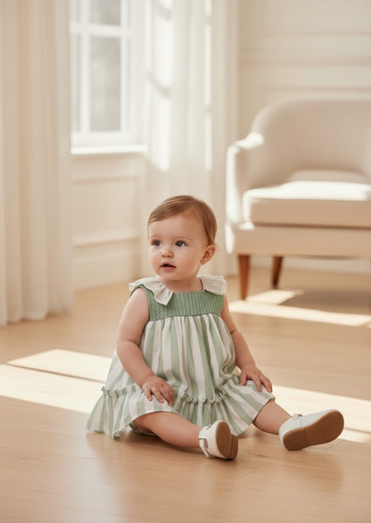 Vestido con braguita rayas verdes "Minarai"