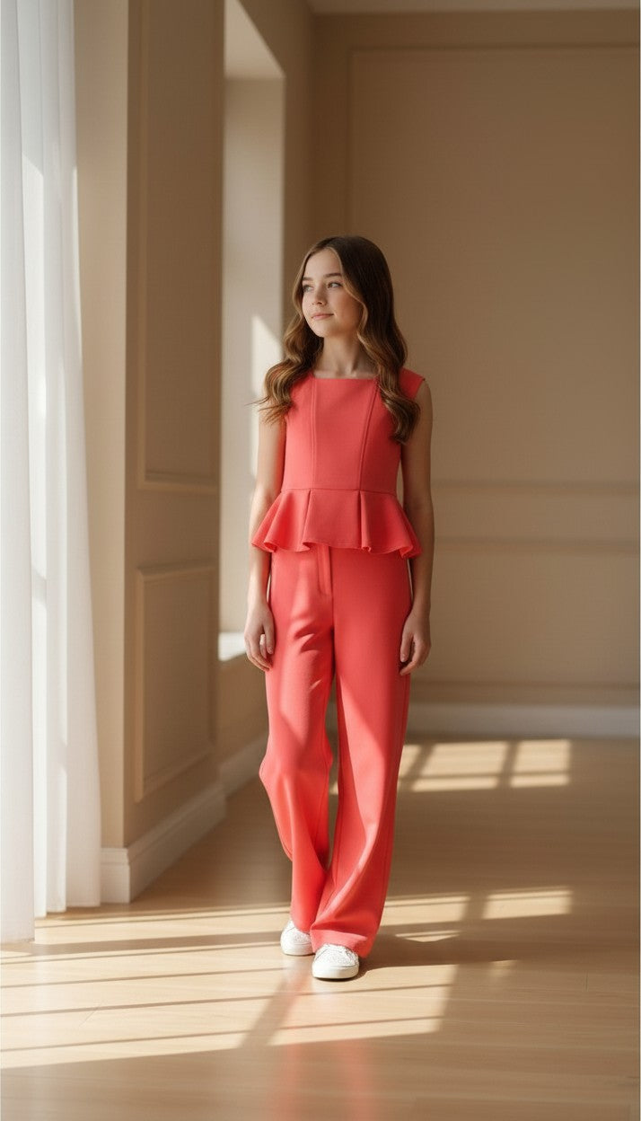 Conjunto top y pantalon coral