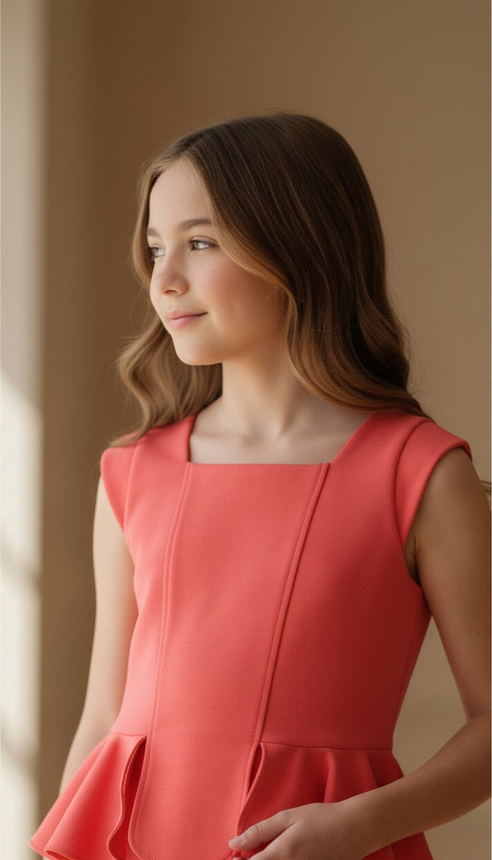 Conjunto top y pantalon coral