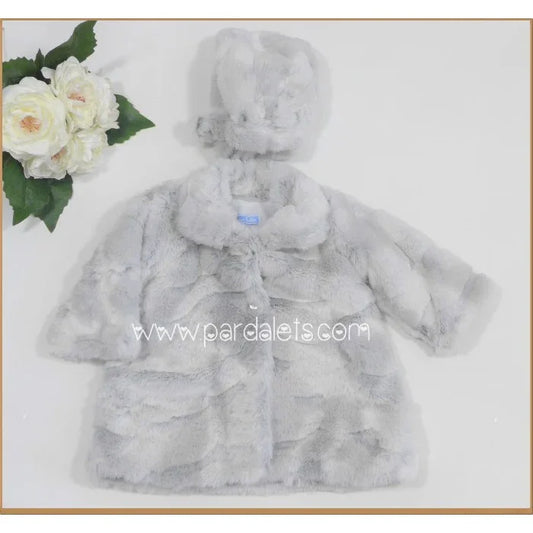 Abrigo peluche gris hielo con capota y polar interior - PARDALETS