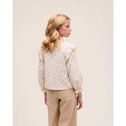 Blusa beig con florecitas marrones - PARDALETS