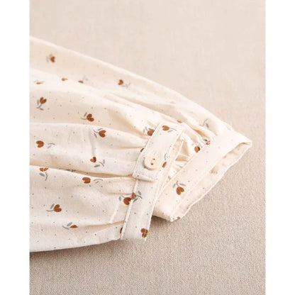 Blusa beig con florecitas marrones - PARDALETS