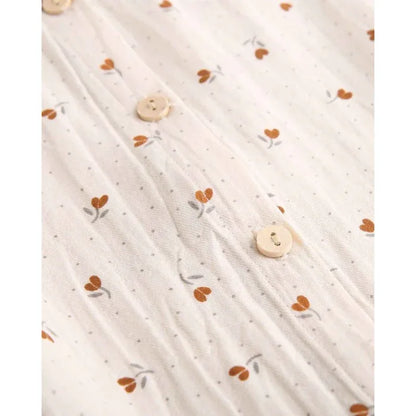 Blusa beig con florecitas marrones - PARDALETS