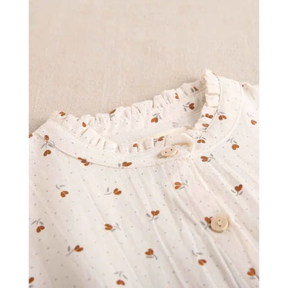 Blusa beig con florecitas marrones - PARDALETS