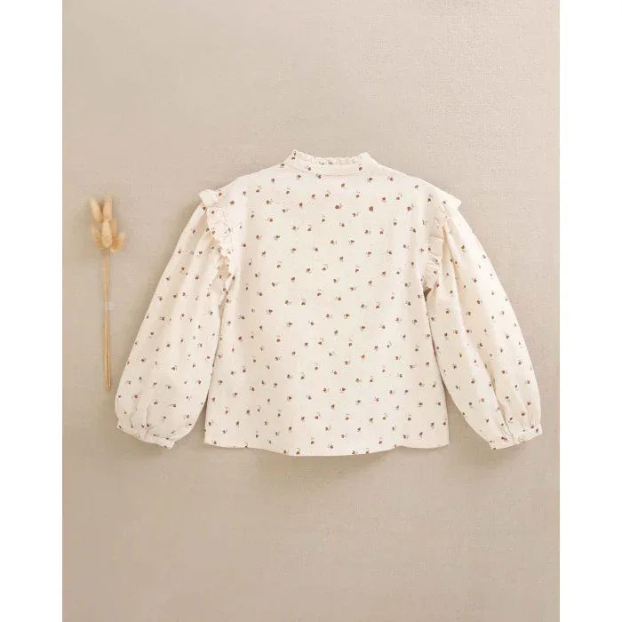 Blusa beig con florecitas marrones - PARDALETS