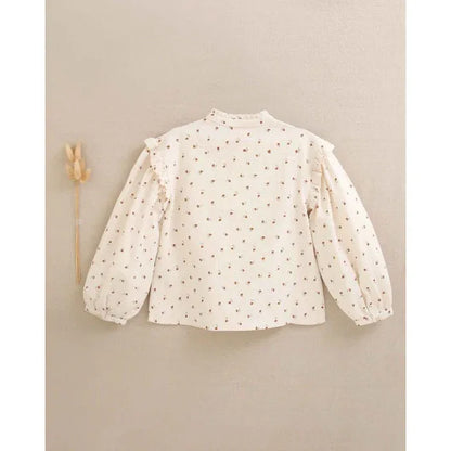 Blusa beig con florecitas marrones - PARDALETS