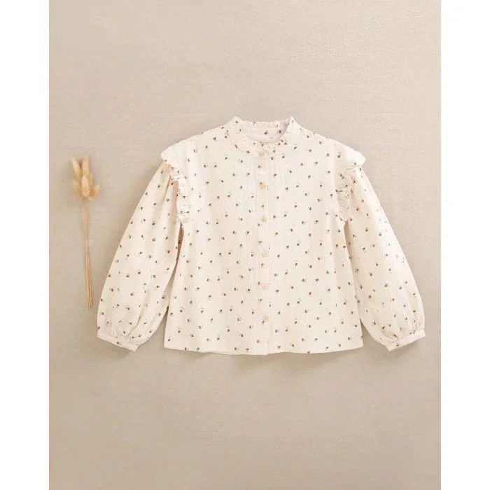 Blusa beig con florecitas marrones - PARDALETS