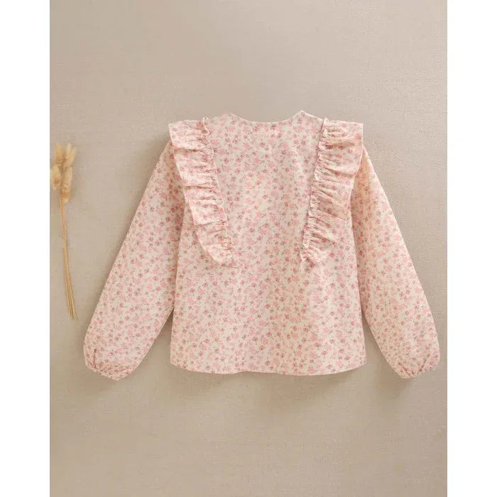 Blusa beig con flores rosas - PARDALETS