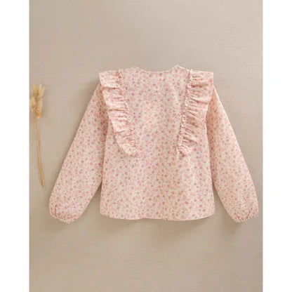 Blusa beig con flores rosas - PARDALETS