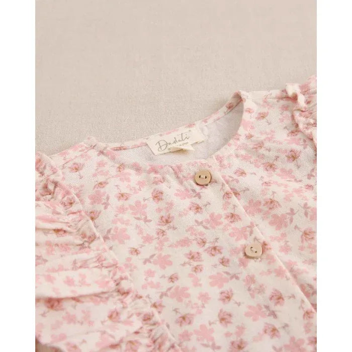 Blusa beig con flores rosas - PARDALETS