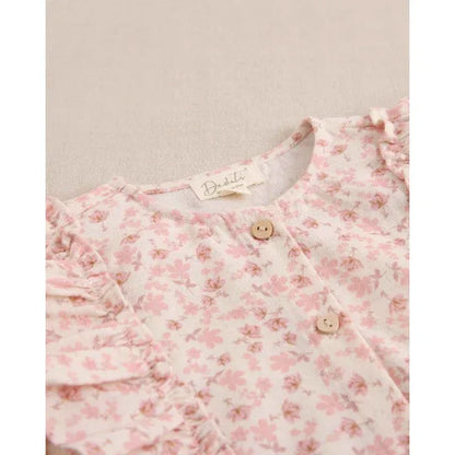 Blusa beig con flores rosas - PARDALETS
