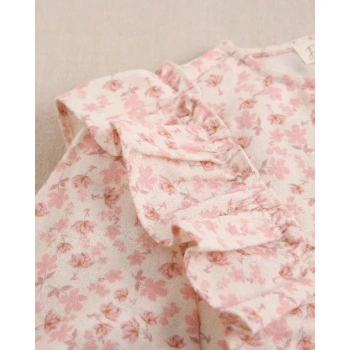 Blusa beig con flores rosas - PARDALETS