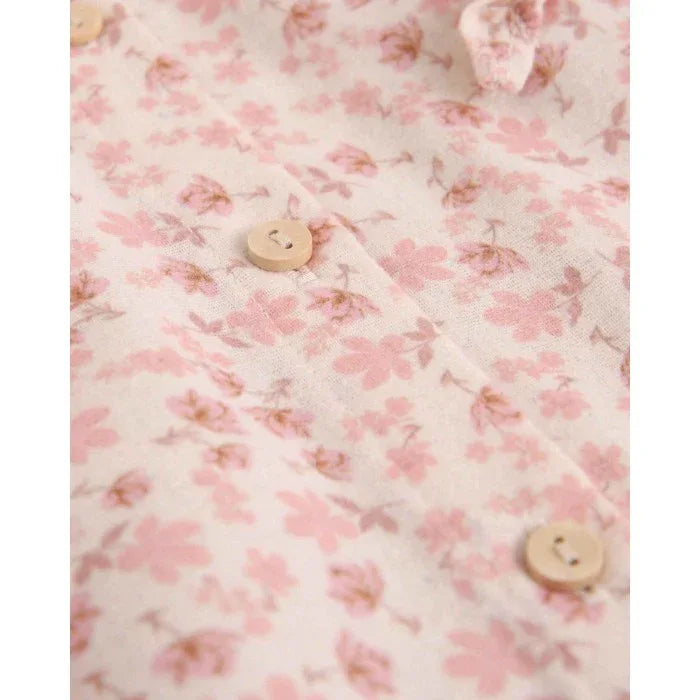 Blusa beig con flores rosas - PARDALETS