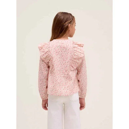 Blusa beig con flores rosas - PARDALETS
