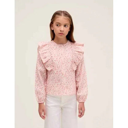 Blusa beig con flores rosas - PARDALETS