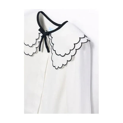 Blusa blanca cuello bordado negro - PARDALETS